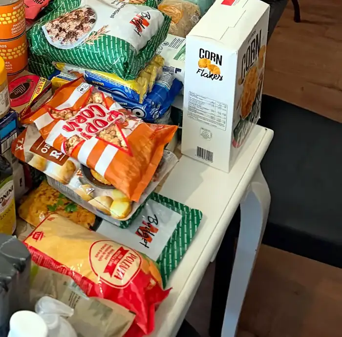 Denrées récoltées prêtes pour la distribution